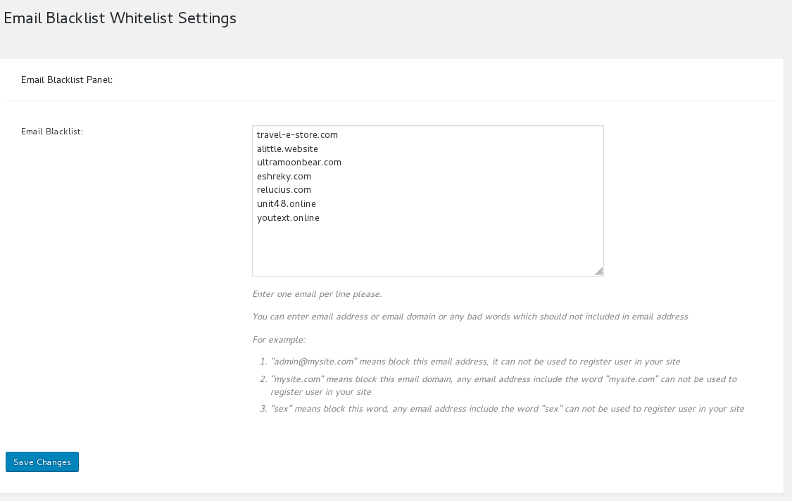 bbpress blacklist plugin settings