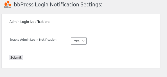 bbPress Login Notification Settings panel